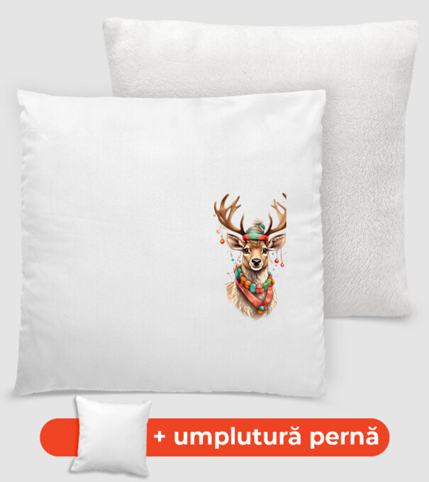 Festive Reindeer model alb pe tricou
