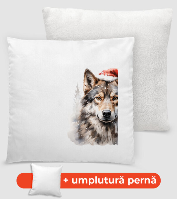 Lupul de Crăciun Alb model alb pe tricou