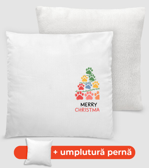 Merry Christmas Paws Alb model alb pe tricou