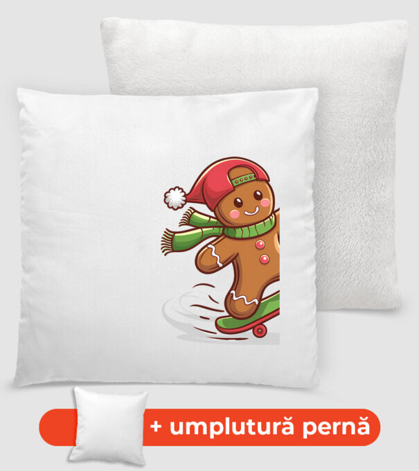 Patinator de turtă dulce model alb pe tricou