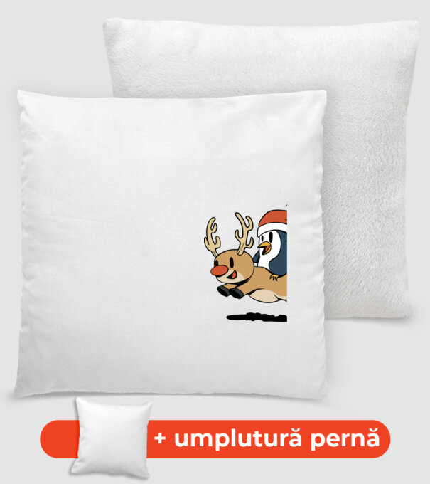 pinguin reindeer cristmas model alb pe tricou