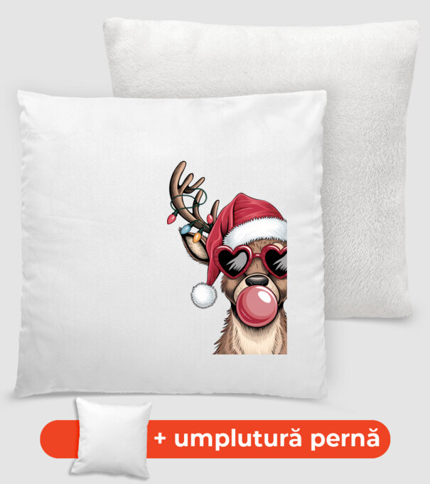 Ren amuzant de Crăciun model alb pe tricou