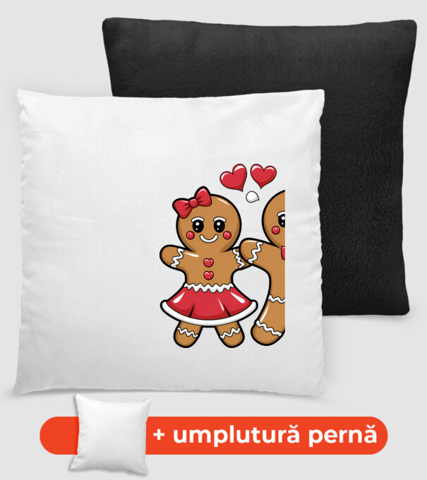 cuplu de turtă dulce în dragoste model negru pe tricou