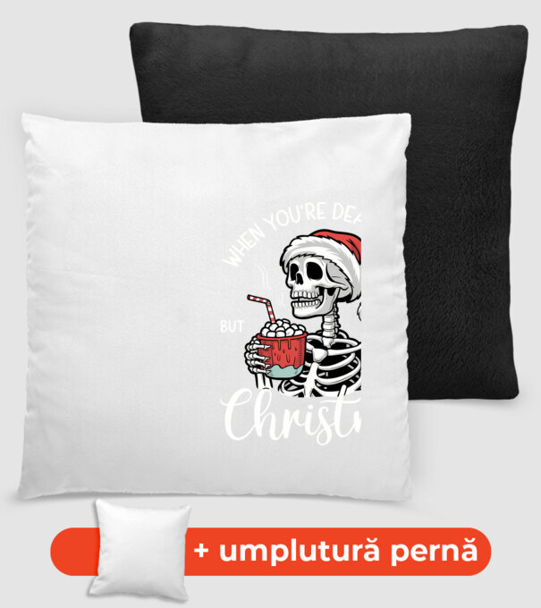 Dead inside, but it's christmas Negru model negru pe tricou