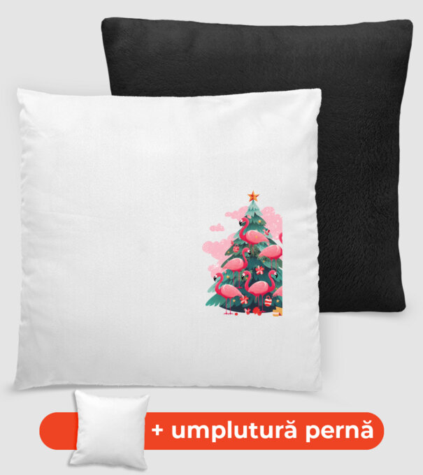 flamingo pom de Crăciun model negru pe tricou