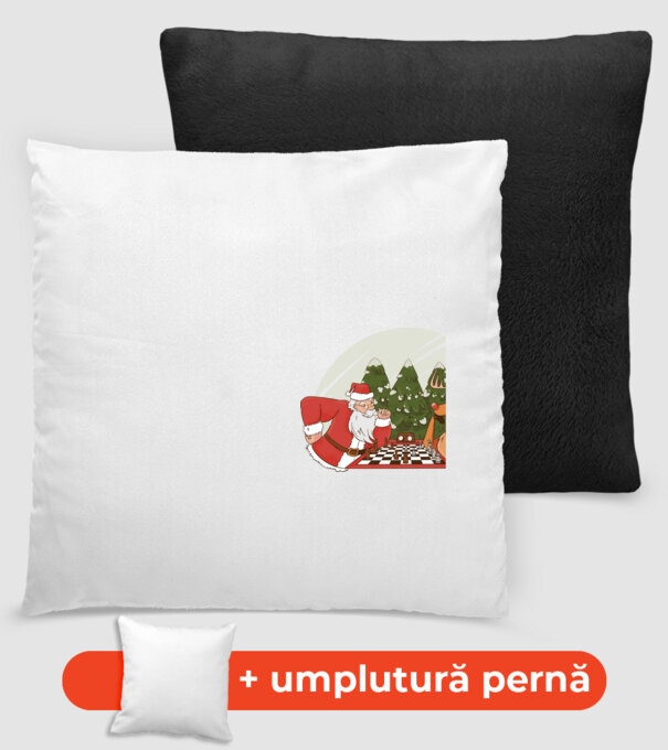 Meci de șah cu Moș Crăciun model negru pe tricou