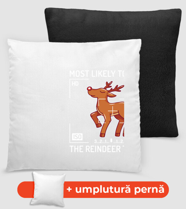Most likely to shoot the reindeer tonight model negru pe tricou