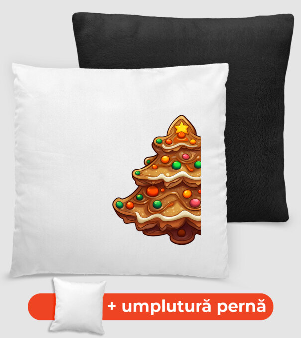 pom de Crăciun din turtă dulce model negru pe tricou