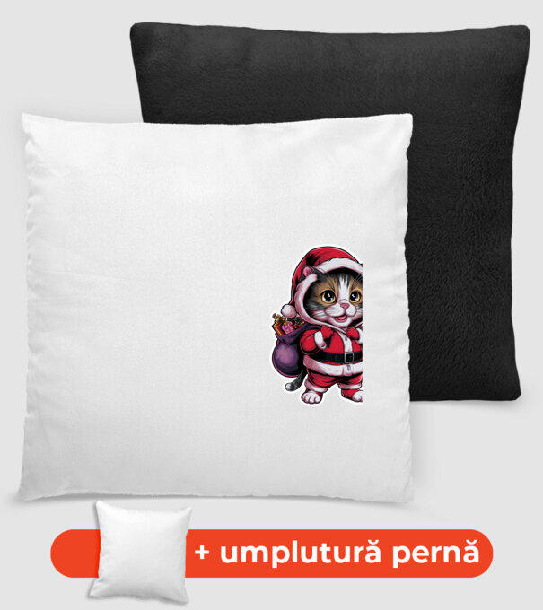 Santa Cat model negru pe tricou